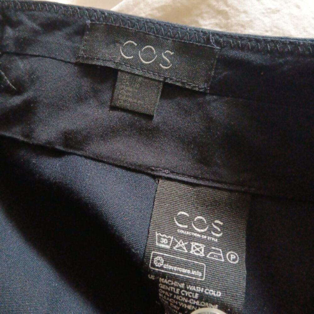 COS Extra Wide Navy Cotton Elephant Leg Pants 10 - Picture 3 of 3